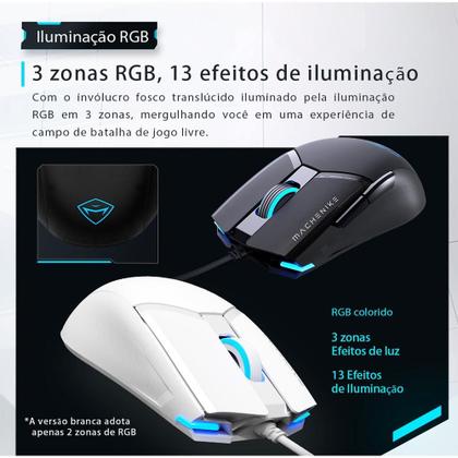 Imagem de Mouse Gamer Machenike M7 Pro, Com fio, 12800 DPI, 6 botões, Preto - MAC-M7PB-WW