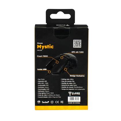Imagem de Mouse Gamer Mystic CL-M150 7.200 DPI RGB Preto CLANM