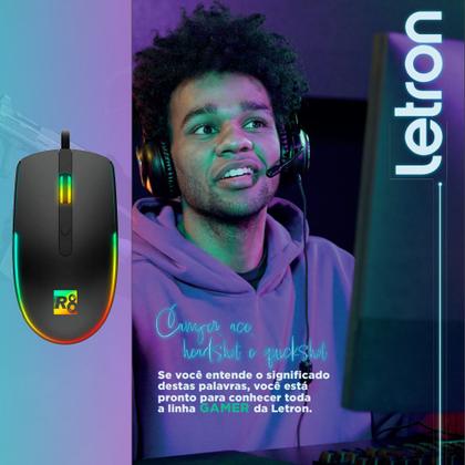 Imagem de Mouse Gamer Para Jogos RGB Preto 4 Botões 1000 DPI