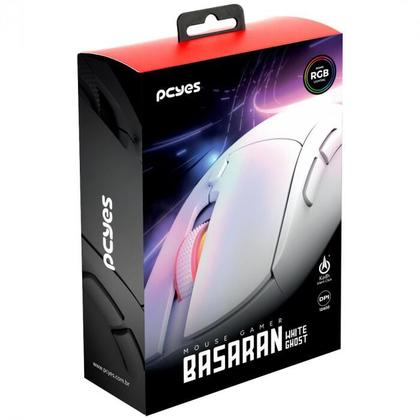 Imagem de Mouse gamer pcyes basaran white ghost - 12400 dpi - rgb - 6 botoes - pmgbrwg