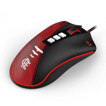 Imagem de Mouse Gamer Redragon Flamengo Attack, 12400 DPI, Sensor PMW3327, USB, Preto e Vermelho - Fl711