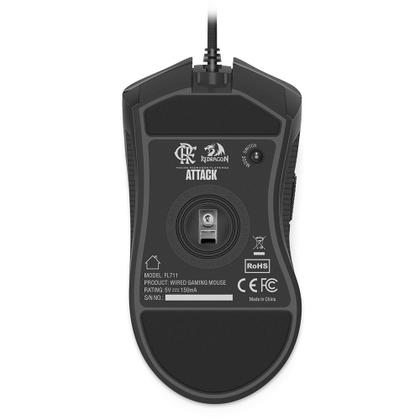 Imagem de Mouse Gamer Redragon Flamengo Attack, 12400 DPI, Sensor PMW3327, USB, Preto e Vermelho - Fl711
