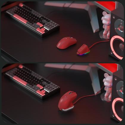 Imagem de Mouse Gamer Sem Fio Attack Shark X11, 22000 DPI, 59G, Tri-Mode com Dock Magnético, RGB, Vermelho