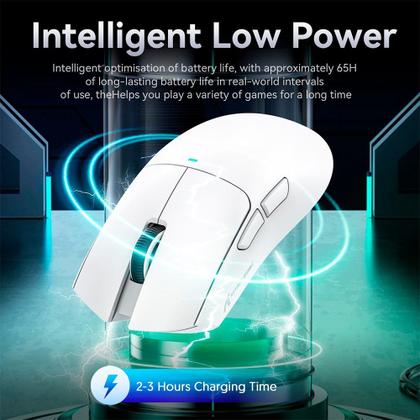 Imagem de Mouse Gamer sem Fio Attack Shark X11 com Base de Carregamento Magnético RGB, Tri-Mode, 22.000 DPI, Sensor Óptico PAW3311, 5 Botões - Branco