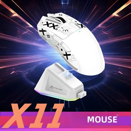Imagem de Mouse Gamer Sem Fio Attack Shark X11 PixArt PAW3311 Com Três Modos BT 2.4G E Base De Carregamento