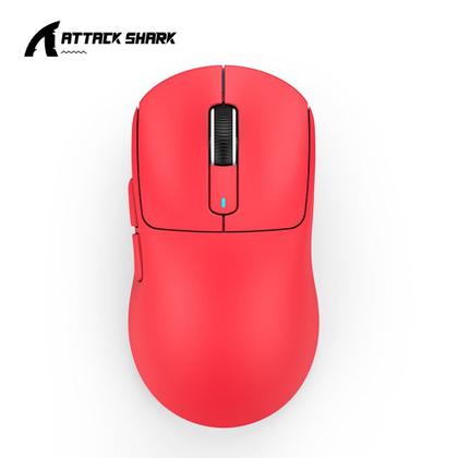 Imagem de Mouse Gamer sem Fio Attack Shark X3 Tri-Mode, 26.000 DPI, Sensor Óptico PAW3395, 6 Botões Programáveis - Vermelho