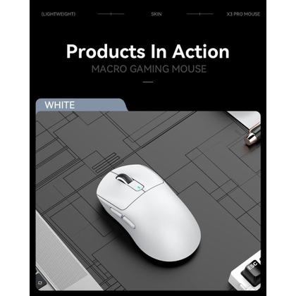 Imagem de Mouse Gamer sem Fio Attack Shark X3Pro 4K/8K, Tri-Mode, 26.000 DPI, Sensor Óptico PAW3395, 7 Botões - Branco