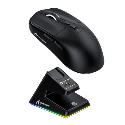 Imagem de Mouse Gamer sem Fio Attack Shark X6 Ultraleve com Base de Carregamento Magnético RGB, Tri-Mode, 26.000 DPI, Sensor Óptico PAW3395, 7 Botões Program...