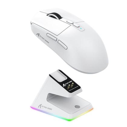 Imagem de Mouse Gamer sem Fio Attack Shark X6 Ultraleve com Base de Carregamento Magnético RGB, Tri-Mode, 26.000 DPI, Sensor Óptico PAW3395, 7 Botões Program...