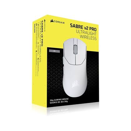 Imagem de Mouse Gamer Sem Fio Corsair Sabre V2 Pro, RGB, 33000 DPI, 5 Botões, Wireless, Branco - CH-931G001-WW
