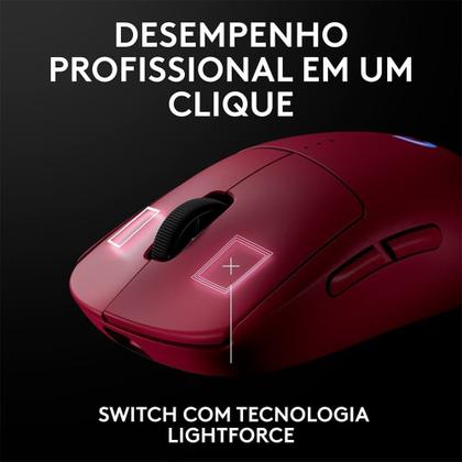 Imagem de Mouse Gamer Sem Fio Logitech G PRO 2 com Lightspeed, RGB Lightsync, Ambidestro, 4 Botões Programáveis, DPI de 32K, Rosa Magenta - 910-007308