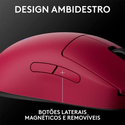 Imagem de Mouse Gamer Sem Fio Logitech G PRO 2 com Lightspeed, RGB Lightsync, Ambidestro, 4 Botões Programáveis, DPI de 32K, Rosa Magenta - 910-007308