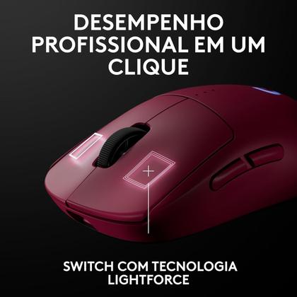 Imagem de Mouse Gamer Sem Fio Logitech G PRO 2 RGB Magenta 910-007308