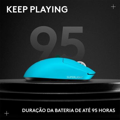 Imagem de Mouse Gamer Sem Fio Logitech G PRO X SUPERLIGHT 2 com 5 Botões, 60g, Sensor 44K DPI, Taxa de Resposta de 8 kHz, PC/Mac, Ciano - 910-007693
