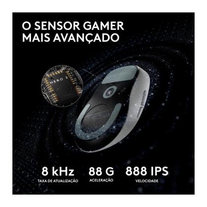 Imagem de Mouse Gamer Sem Fio Logitech G Pro X Superlight 2 com Lightspeed, 32000 DPI, Sensor Hero 2, com Bateria Recarregável, Branco - 910-006637