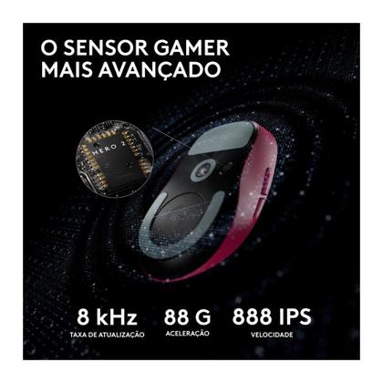 Imagem de Mouse Gamer Sem Fio Logitech G Pro X SUPERLIGHT 2 com Lightspeed, Sensor HERO 2 com 32K DPI e Bateria Recarregável, Rosa Magenta - 910-006796