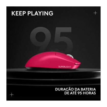Imagem de Mouse Gamer Sem Fio Logitech G Pro X SUPERLIGHT 2 com Lightspeed, Sensor HERO 2 com 32K DPI e Bateria Recarregável, Rosa Magenta - 910-006796