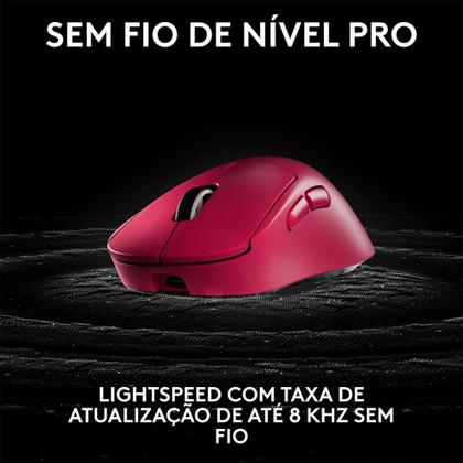 Imagem de Mouse Gamer Sem Fio Logitech G Pro X Superlight 2 DEX, Lightspeed, 44.000 DPI, Design Assimétrico para Destros, Rosa Magenta- 910-007372