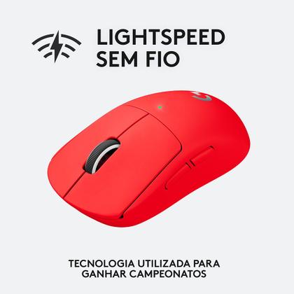 Imagem de Mouse Gamer Sem Fio Logitech G Pro X Superlight, 25600 DPI, 5 Botões, USB, Vermelho - 910-006783