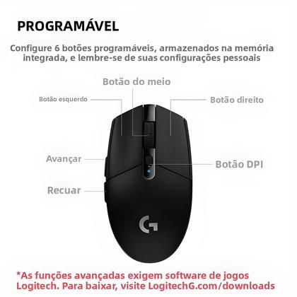 Imagem de Mouse Gamer Sem Fio Logitech G304 Com Botões Programáveis Para Esports, Escritório, Desktop E Laptop