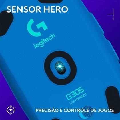 Imagem de Mouse Gamer Sem Fio Logitech G305 LIGHTSPEED com 6 Botões Programáveis e Até 12.000 DPI, Azul - 910-006013