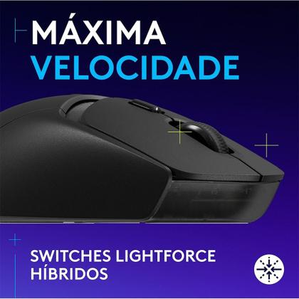 Imagem de Mouse Gamer sem fio Logitech G309 LIGHTSPEED com Switches LIGHTFORCE, Sensor HERO 25K, 6 botões programáveis, Preto - 910-007198
