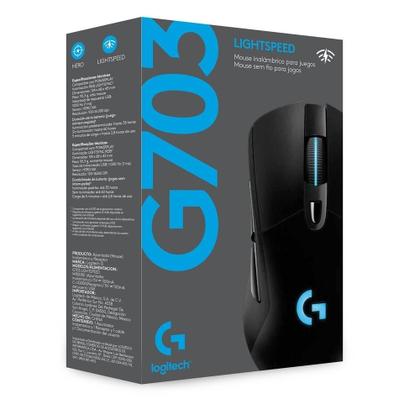 Imagem de Mouse Gamer Sem Fio Logitech G703 LIGHTSPEED RGB LIGHTSYNC, 6 Botões Programáveis, HERO 25K, Recarregável, Compatível POWERPLAY - 910-005639