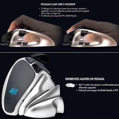 Mouse Gaming Ultra-Fast 1ms 7 Botões Pegadas Claw Grip e Fingertip