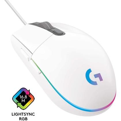 Imagem de Mouse logitech gamer g203 lightsync rgb com fio wh