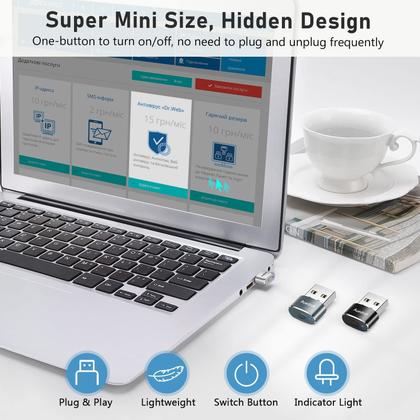 Imagem de Mouse Mover USB com botão de interruptor, mini agitador de mouse automático com 2 modos de oscilação, sem driver, Plug & Play, mantenha o computador/laptop acordado, adaptador USB-C, prateado