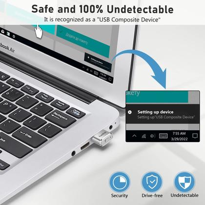 Imagem de Mouse Mover USB com botão de interruptor, mini agitador de mouse automático com 2 modos de oscilação, sem driver, Plug & Play, mantenha o computador/laptop acordado, adaptador USB-C, prateado