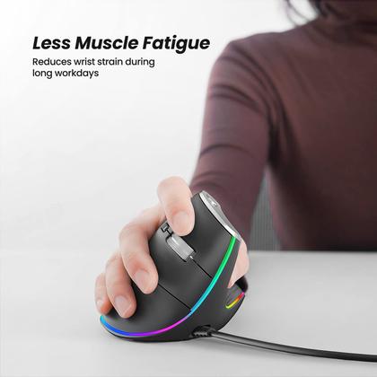 Imagem de Mouse Nulea M504 com fio vertical USB ergonômico 4 DPI 11 RGB