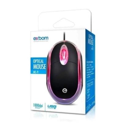 Imagem de Mouse Optico Com Fio e Led Exbom MS9 Preto