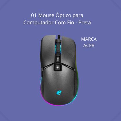 Imagem de Mouse Óptico Com Fio para Computador Preta 7200DPI com RGB