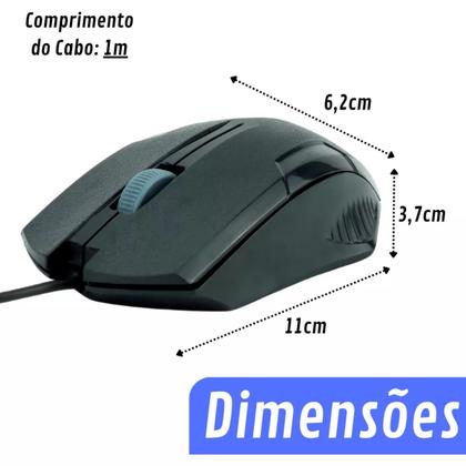 Imagem de Mouse Óptico Ergonômico C/Fio Usb 1200 Dpi Pc Notebook Exbom