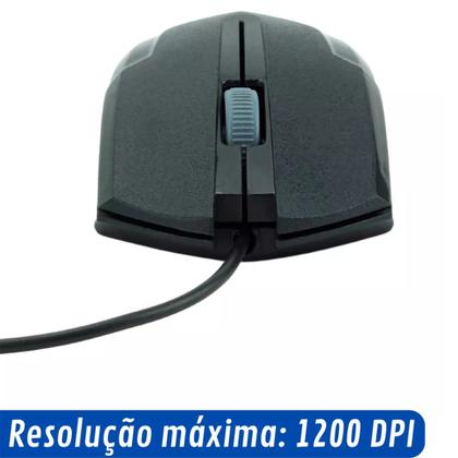 Imagem de Mouse Óptico Ergonômico C/Fio Usb 1200 Dpi Pc Notebook Exbom