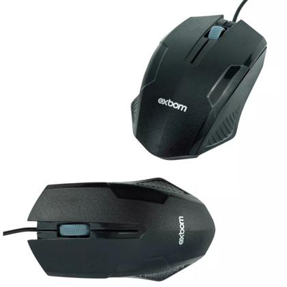 Imagem de Mouse Óptico Ergonômico C/Fio Usb 1200 Dpi Pc Notebook Exbom