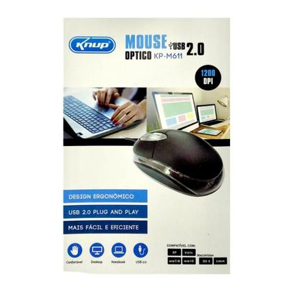 Imagem de Mouse Óptico Knup Com Fio USB 2.0 Computador e Notebook
