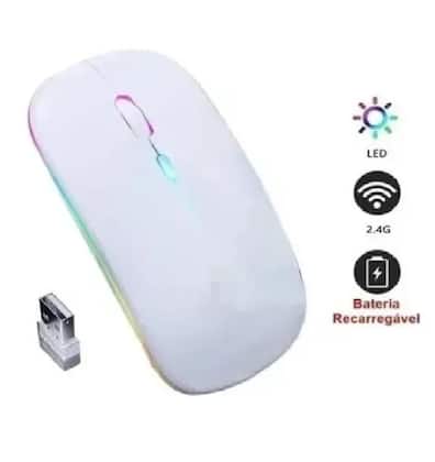 Mouse Optico Sem Fio Recarregável USB Led Rgb Wirelles Usb Note - Prime
