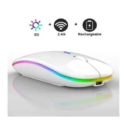 Imagem de Mouse Optico Sem Fio Recarregável USB Led Rgb Wirelles Usb Note
