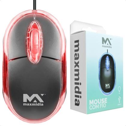 Imagem de Mouse Óptico USB Ergonômico Compatível Com Led Para Pc Notebook Fio 1 M