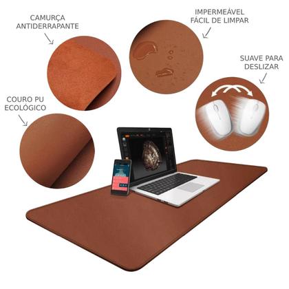 Imagem de Mouse Pad 100x48 Extra Grande Sintetico Premium Slim Caramelo Castor Antiderrapante Impermeavel