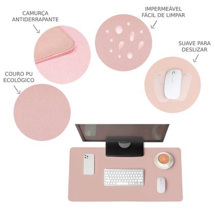 Imagem de Mouse Pad 90x40cm Grande Rosa Claro Tapete de Mesa Escritorio Home Office Antiderrapante