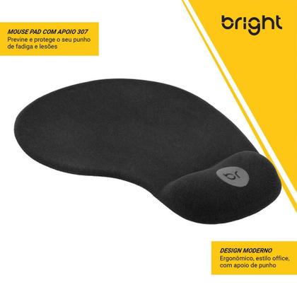 Imagem de Mouse Pad com Apoio para Pulso Bright Office, Preto 0307