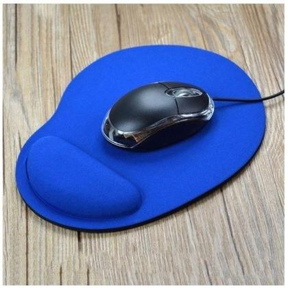 Imagem de Mouse Pad Emborrachado De Mão Apoio De Pulso Almofada Cores Preto / Azul