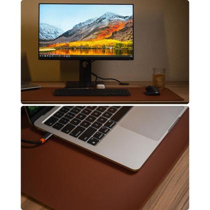 Imagem de Mouse Pad Grande 90x40 Couro Preto Antiderrapante Deskpad Ergonômico Para Mesa Office Alta Qualidade