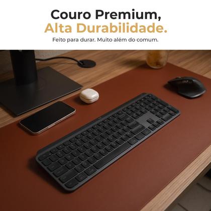 Imagem de Mouse Pad Grande 90x40 Couro Preto Antiderrapante Deskpad Ergonômico Para Mesa Office Alta Qualidade