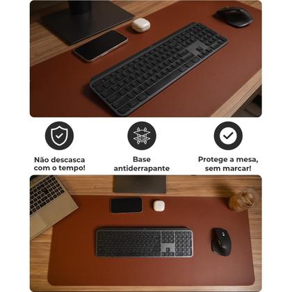 Imagem de Mouse Pad Grande 90x40 Couro Preto Antiderrapante Deskpad Ergonômico Para Mesa Office Alta Qualidade