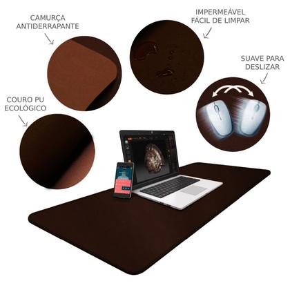 Imagem de Mouse Pad Grande Desk Pad 90x40cm Notebook Pc Gamer Computador Café Marrom