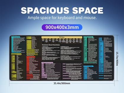 Imagem de Mouse pad impermeável Mirspt Excel Cheat Sheet Desk Pad